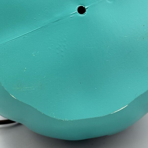 Unmarked Teal Halloween Pumpkin Happy Jack O Lantern Blow Mold Light Up 9" T - Picture 12 of 12